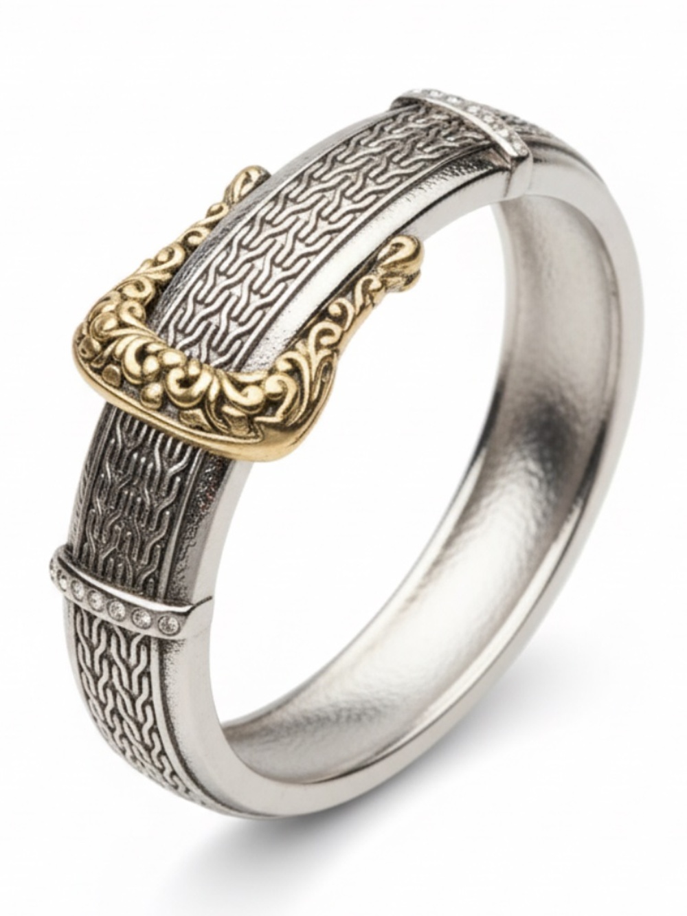 Womens Stainless Sterrl Vintage Belt Buckle Bangle‎ Bracelet